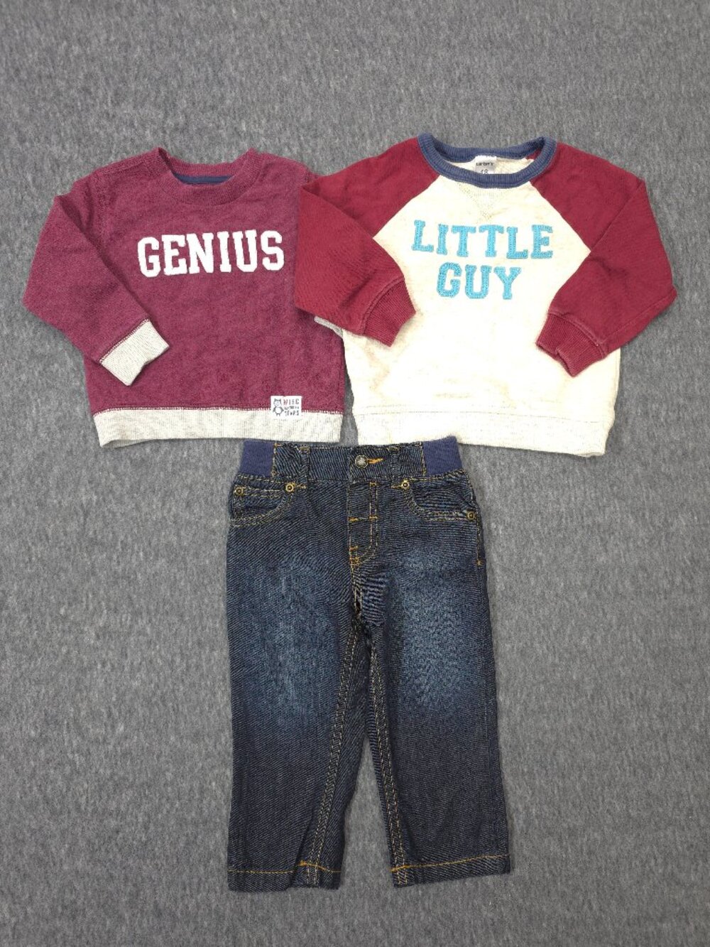 Carter's Boys 18M Outfit Lot 3 Sweatshirts Jeans 100% Cotton